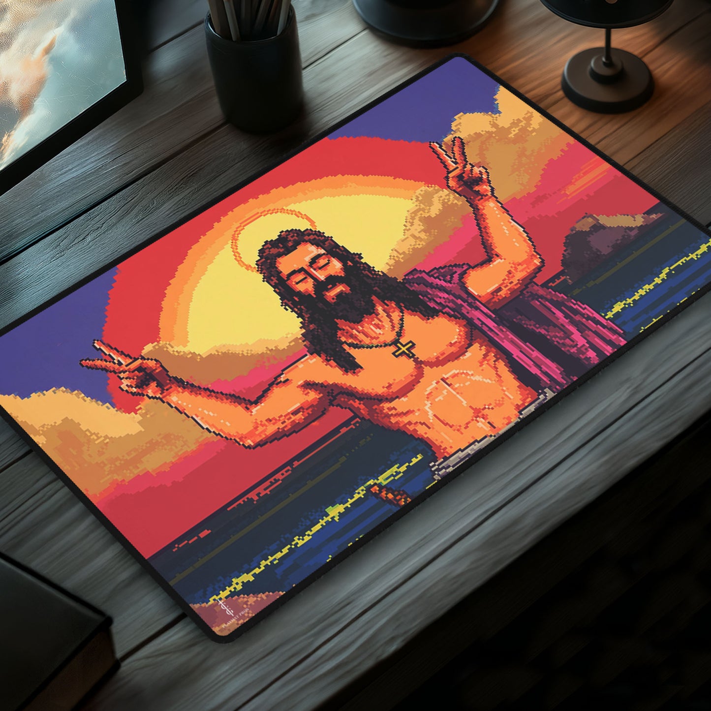 8 bit jesus - TCG Playmat