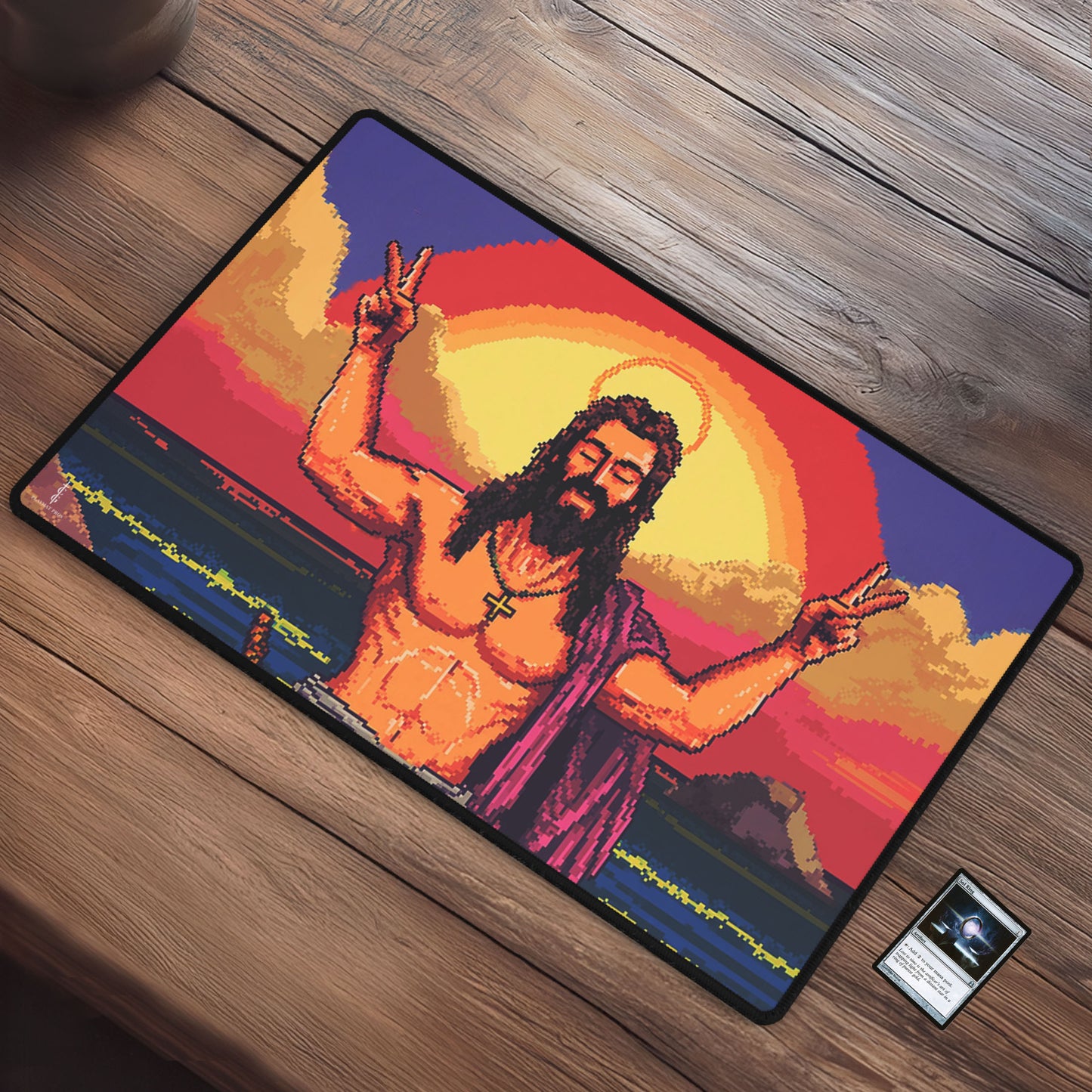 8 bit jesus - TCG Playmat